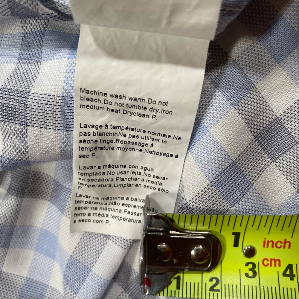 Hugo Boss Men's Dress Shirt Checkered Long Sleeve 16 1/2 34/35 Sharp Fit Blue - Picture 13 of 16